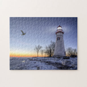 Marblehead Lighthouse Winter Sunrise Puzzle