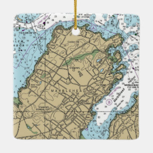 Marblehead Massachusetts Nautical Chart Keramikornament