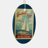 Marblehead Sailboat Vintage Reisen Massachusetts Keramik Ornament (Rechts)