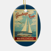 Marblehead Sailboat Vintage Reisen Massachusetts Keramik Ornament (Hinten)