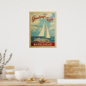 Marblehead Sailboat Vintage Reisen Massachusetts Poster (Küche)