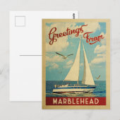 Marblehead Sailboat Vintage Reisen Massachusetts Postkarte (Vorne/Hinten)