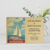 Marblehead Wedding Einladung Sailboat (Stehend Vorderseite)