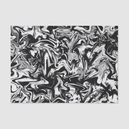 Marbleied Black and White Abstrakt Art Muster Seidenpapier (Vorderseite)