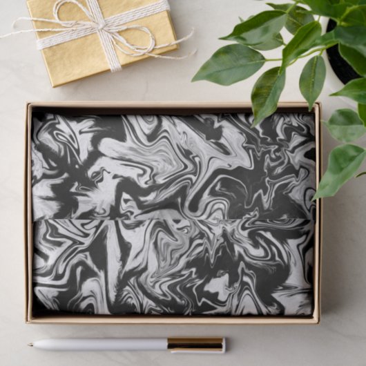Marbleied Black and White Abstrakt Art Muster Seidenpapier (Geschenk)