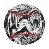 Marbleied Black and White Modern Abstrakt Artwork Baseball (Rückseite)