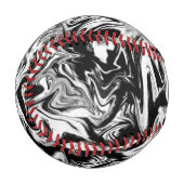 Marbleied Black and White Modern Abstrakt Artwork Baseball (Vorderseite Links)