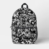Marbleied Black and White Modern Abstrakt Artwork Bedruckter Rucksack (Vorderseite)