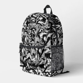 Marbleied Black and White Modern Abstrakt Artwork Bedruckter Rucksack