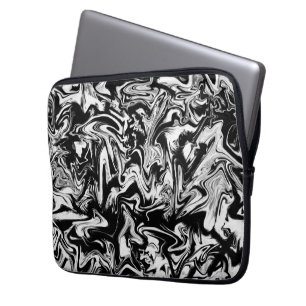 Marbleied Black and White Modern Abstrakt Artwork Laptopschutzhülle