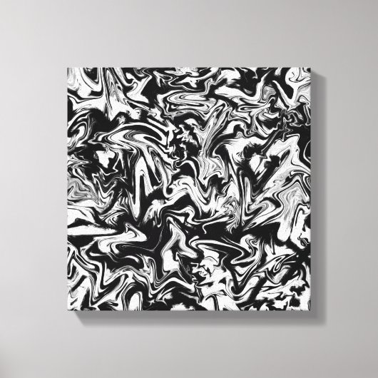 Marbleied Black and White Modern Abstrakt Artwork Leinwanddruck (Vorderseite)