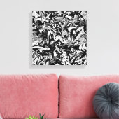 Marbleied Black and White Modern Abstrakt Artwork Leinwanddruck (Insitu (Wohnzimmer))