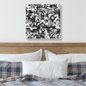 Marbleied Black and White Modern Abstrakt Artwork Leinwanddruck (Insitu (Schlafzimmer))