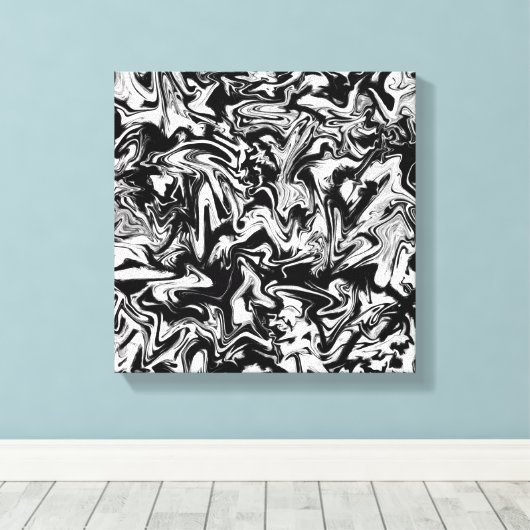 Marbleied Black and White Modern Abstrakt Artwork Leinwanddruck (Insitu (Holzboden))