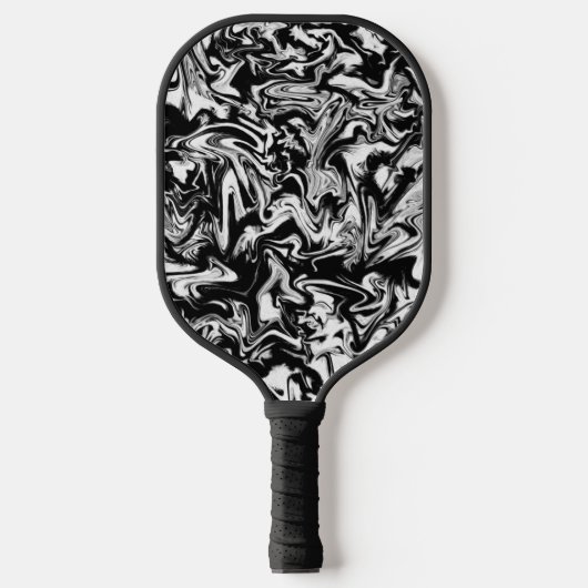 Marbleied Black and White Modern Abstrakt Artwork Pickleball Schläger (Vorderseite)