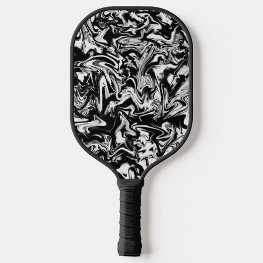 Marbleied Black and White Modern Abstrakt Artwork Pickleball Schläger (Rückseite)
