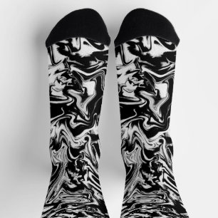 Marbleied Black and White Modern Abstrakt Artwork Socken
