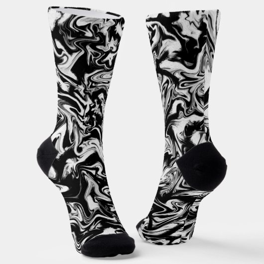 Marbleied Black and White Modern Abstrakt Artwork Socken (Gewinkelt)