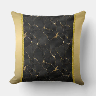 Marbleied Black & Gold Luxury Throw Kissen