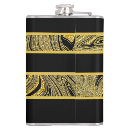 Marbleied Decorative Black Gold Flask Flachmann (Rückseite)