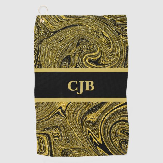 Marbleiy Black Gold Golf Handtuch (Vorderseite)