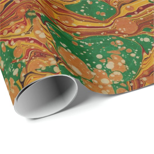 Marbleized 19. C-Buch Endpaper Verpackung rot/Grün Geschenkpapier (Rolleneckpunkt)