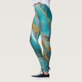 Marbleized Aquamarin Gold Elegant Leggings (Links)