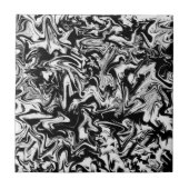 Marbleized Black and White Modern Abstrakt Artwork Fliese (Vorderseite)