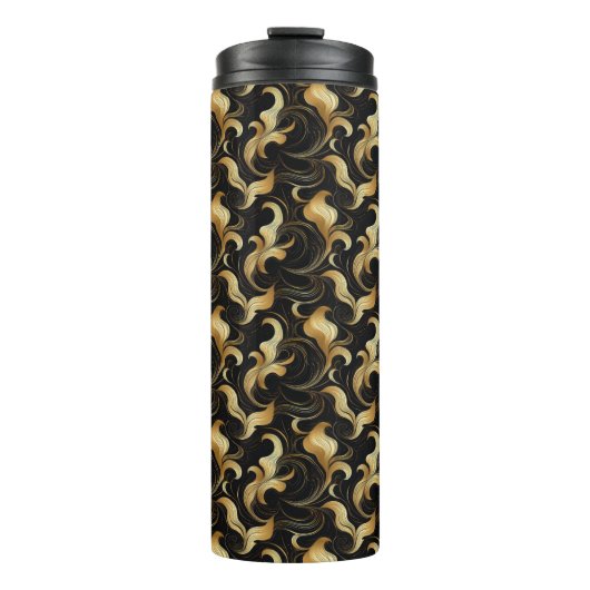 Marbleized Gold und Black Thermal Tumbler Thermosbecher (Vorderseite)