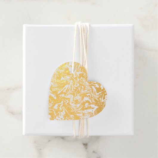 Marbleized Modern Abstrakt in Gold oder Silberfoli Geschenkanhänger (Mit Box)