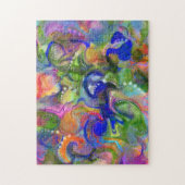 Marbling Art abstrakt blaugrün orange - Puzzle (Vertikal)
