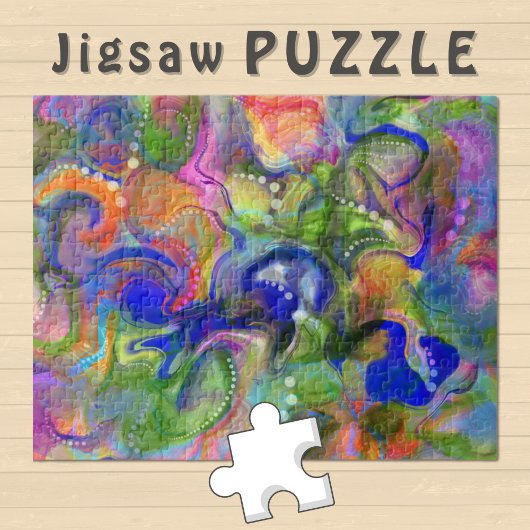 Marbling Art abstrakt blaugrün orange - Puzzle