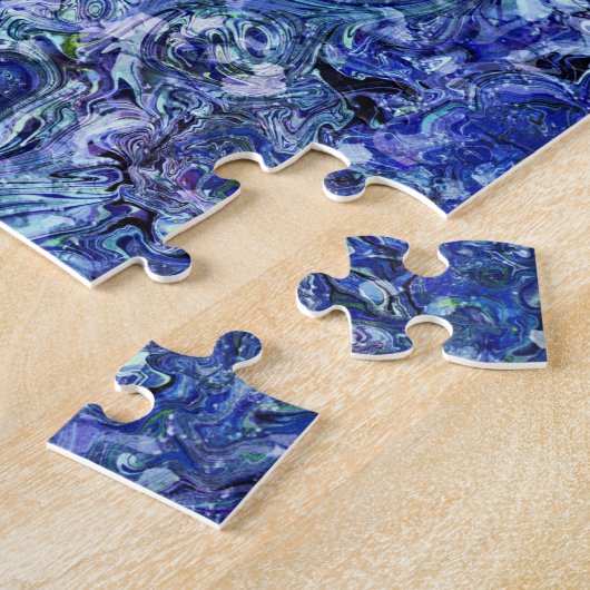 Marbling Art Februar tiefe blaue Rose - schwierig Puzzle (Seite)