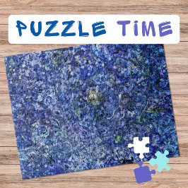 Marbling Art Februar tiefe blaue Rose - schwierig Puzzle