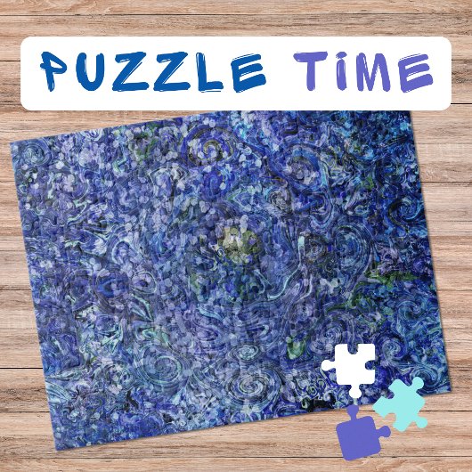 Marbling Art Februar tiefe blaue Rose - schwierig Puzzle