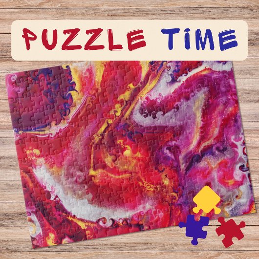 Marbling Art Juli heiß rotes weißes Creme - schwie Puzzle