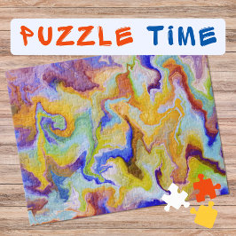 Marbling Art September gelb blau - schwierig Puzzle