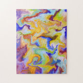 Marbling Art September gelb blau - schwierig Puzzle (Vertikal)