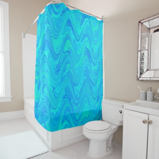 Marbling Blue Green Pattern Duschvorhang (Beispiel)