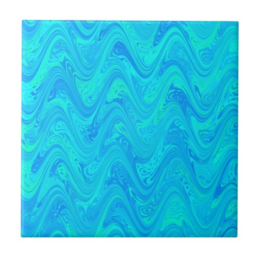 Marbling Blue Green Pattern Fliese (Vorderseite)