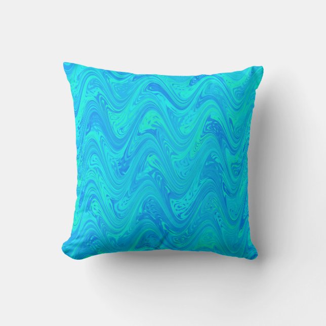Marbling Blue Green Pattern Kissen (Vorderseite)