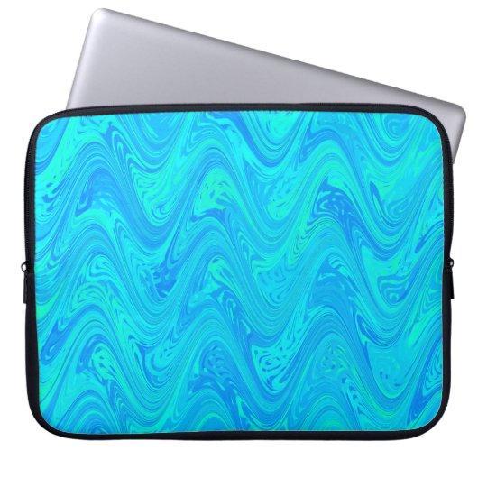 Marbling Blue Green Pattern Laptopschutzhülle (Vorderseite)