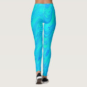 Marbling Blue Green Pattern Leggings (Rückseite)