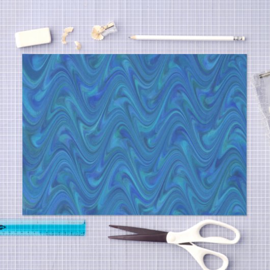 Marbling Blue Green Pattern Seidenpapier (Handwerk)