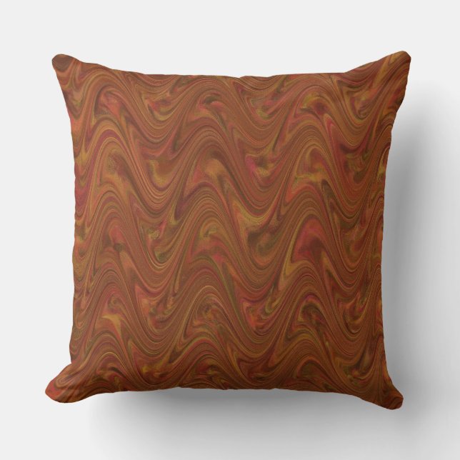 Marbling Brown Orange Green Pattern Kissen (Vorderseite)