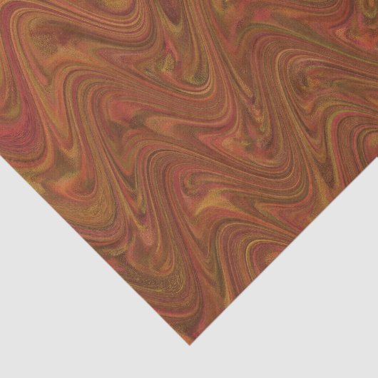 Marbling Brown Orange Green Pattern Seidenpapier (Ausschnitt)