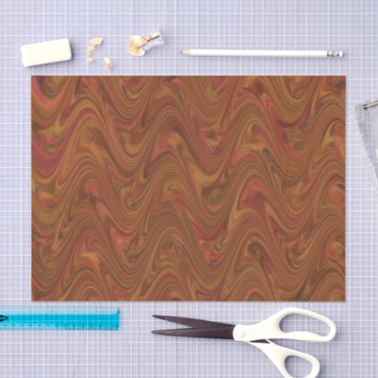 Marbling Brown Orange Green Pattern Seidenpapier (Handwerk)