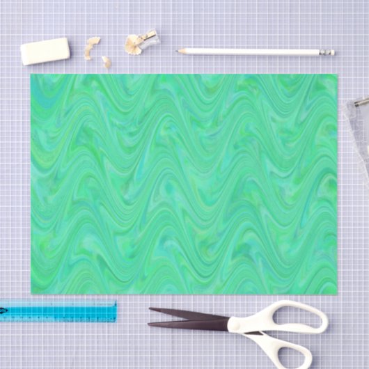 Marbling Green Blue Pattern Seidenpapier (Handwerk)