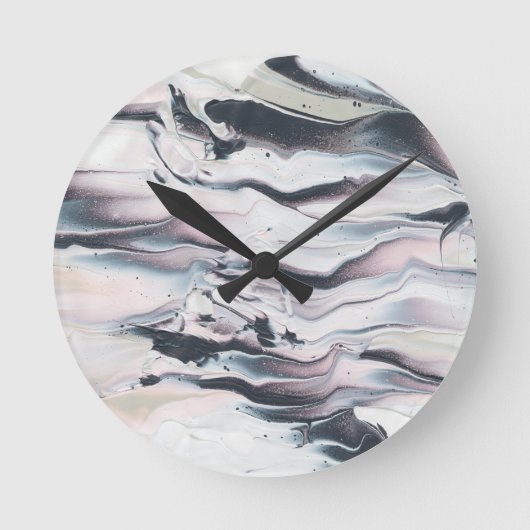 Marbling V Crop Runde Wanduhr (Vorderseite)