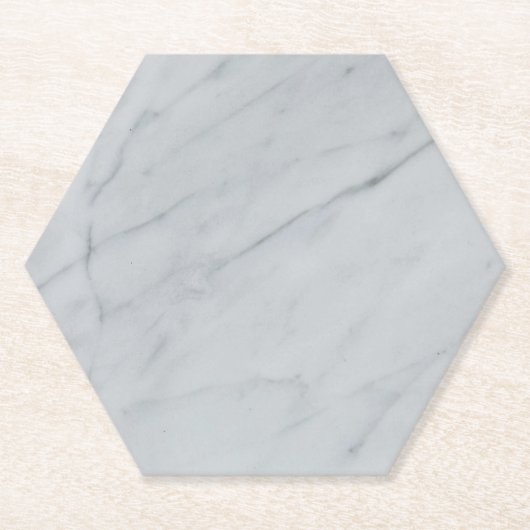 Marbon Stone White Hexagon Paper Untersetzer (Vorderseite)
